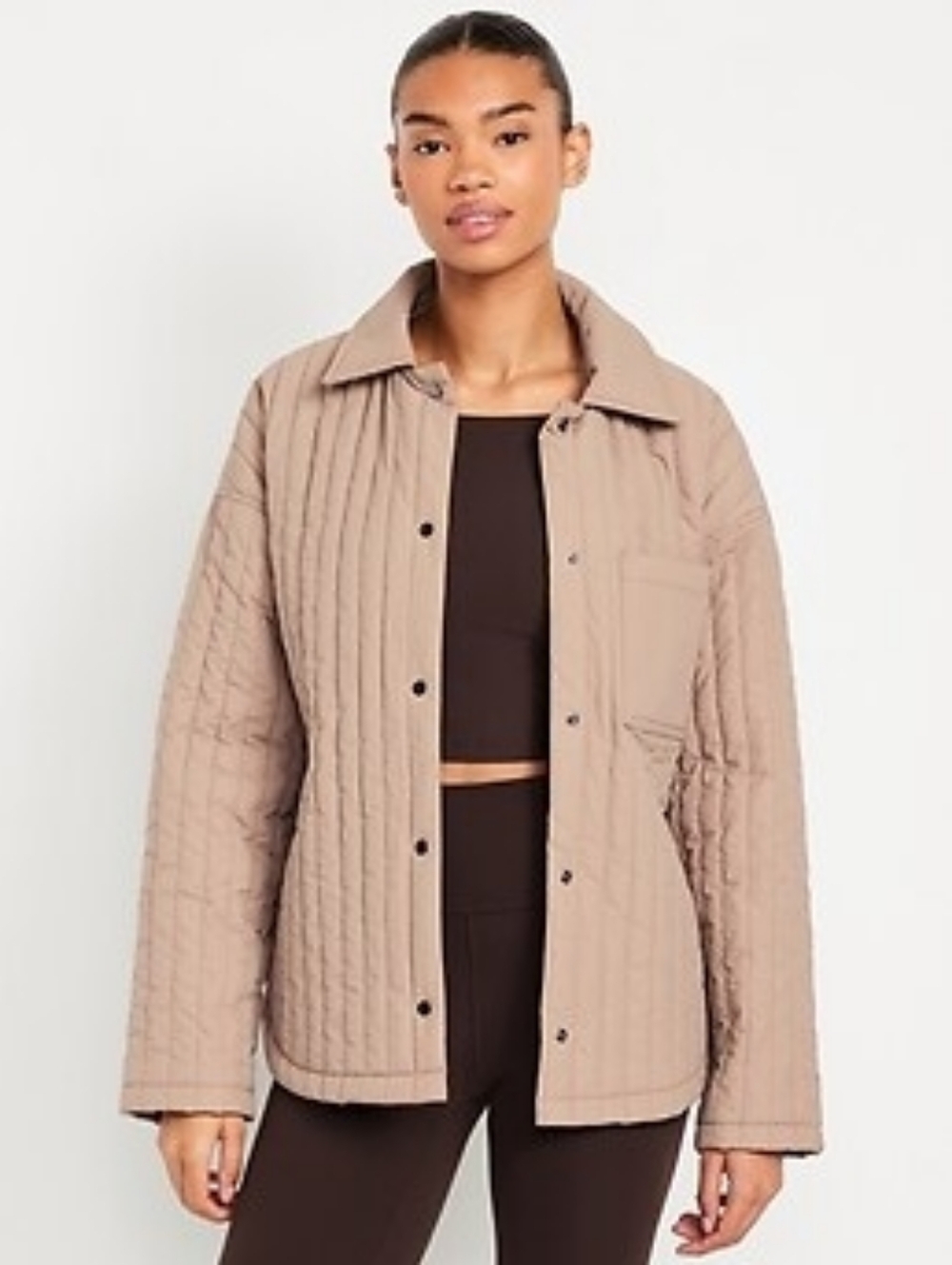 Old Navy Quilted Oversized Lightweight Water Resistant Tan Taupe Size Large Tall
